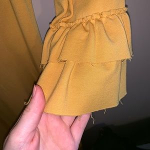 Mustard Dress w/ Ruffled Sleeves